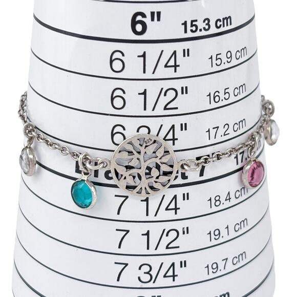 Vintage Sterling Silver 925 Tree Of Life Cut-out Crystal Bracelet 7" - Picture 5 of 6